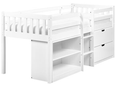 Wooden Kids Mid Sleeper Bed with Storage EU Single Size White SUSVILLE