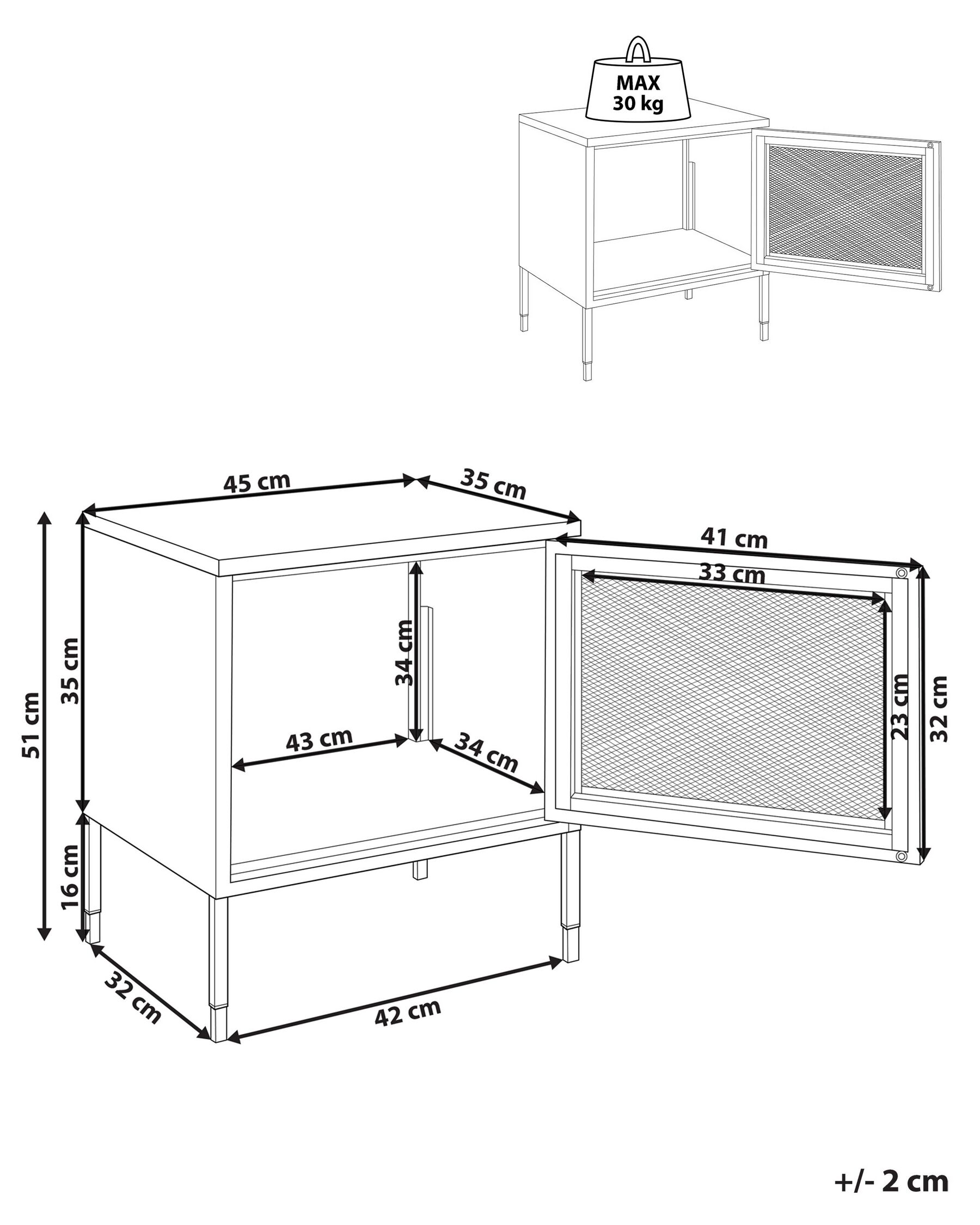 Mesh Door Steel Bedside Table Dark Red OSSETT_830372