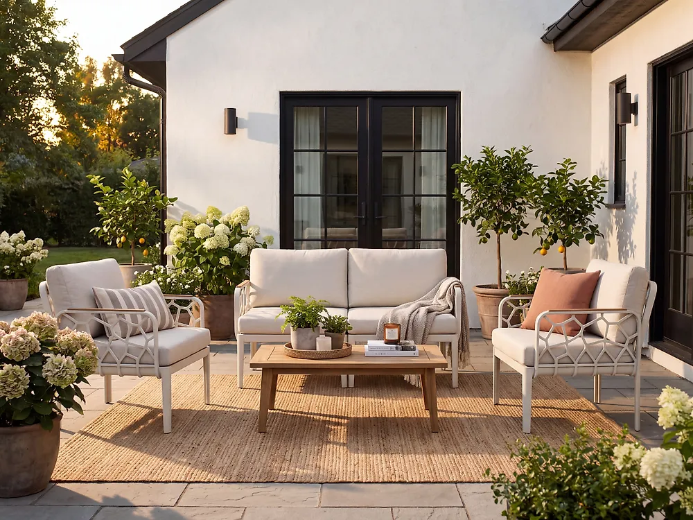 Garden Sofa Set 4 Seater ERICHE Light Beige_1188052