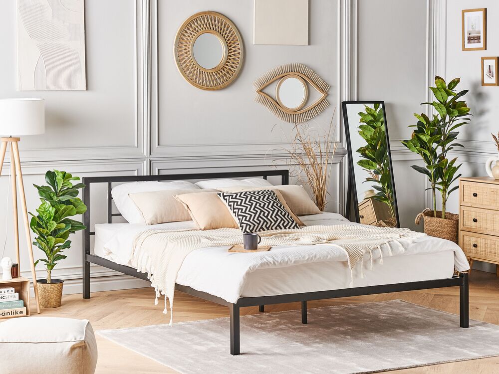 Letto Metallo CUSSET 140 x 200 cm Nero