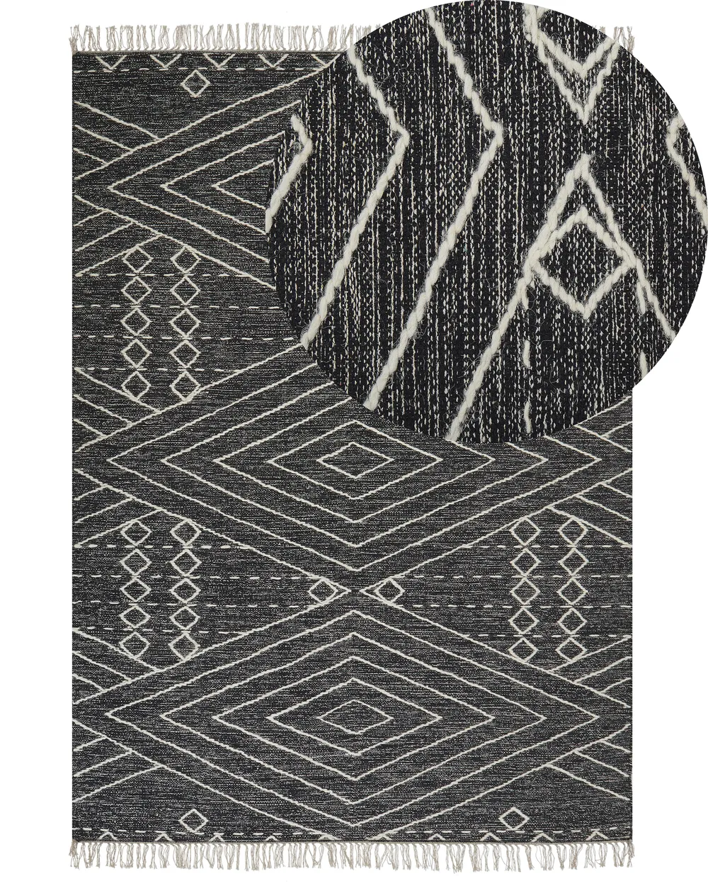 Rug KHENIFRA Light Grey 140 x 200 cm Cotton | Beliani.co.uk