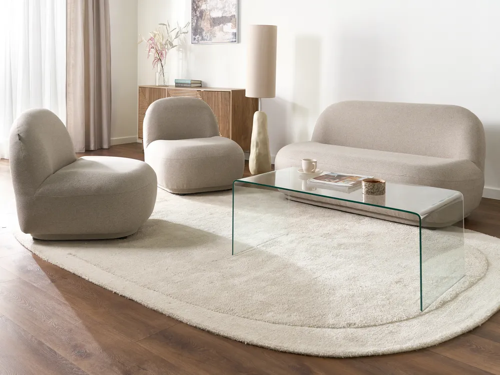 Living Room Set 4 Seater LOVBERG Fabric Beige_1100171