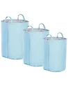 Set of 3 Baskets ARCHA Cotton Light Blue