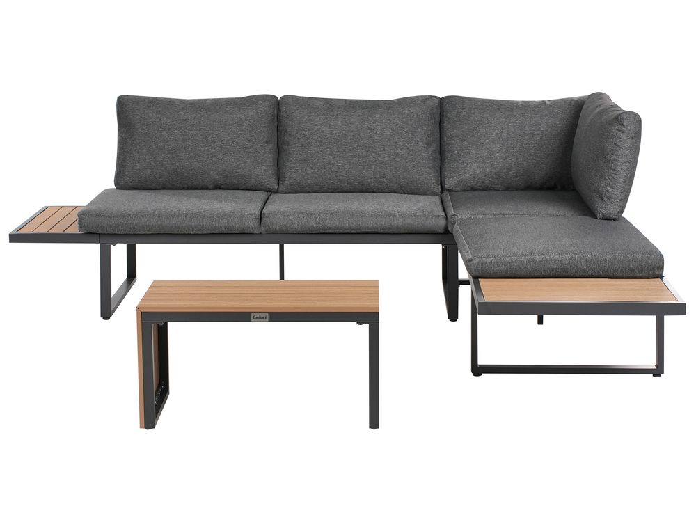 Garten Ecksofa mit Tisch 4-Sitzer PIENZA Hellbraun / Grau linksseitig