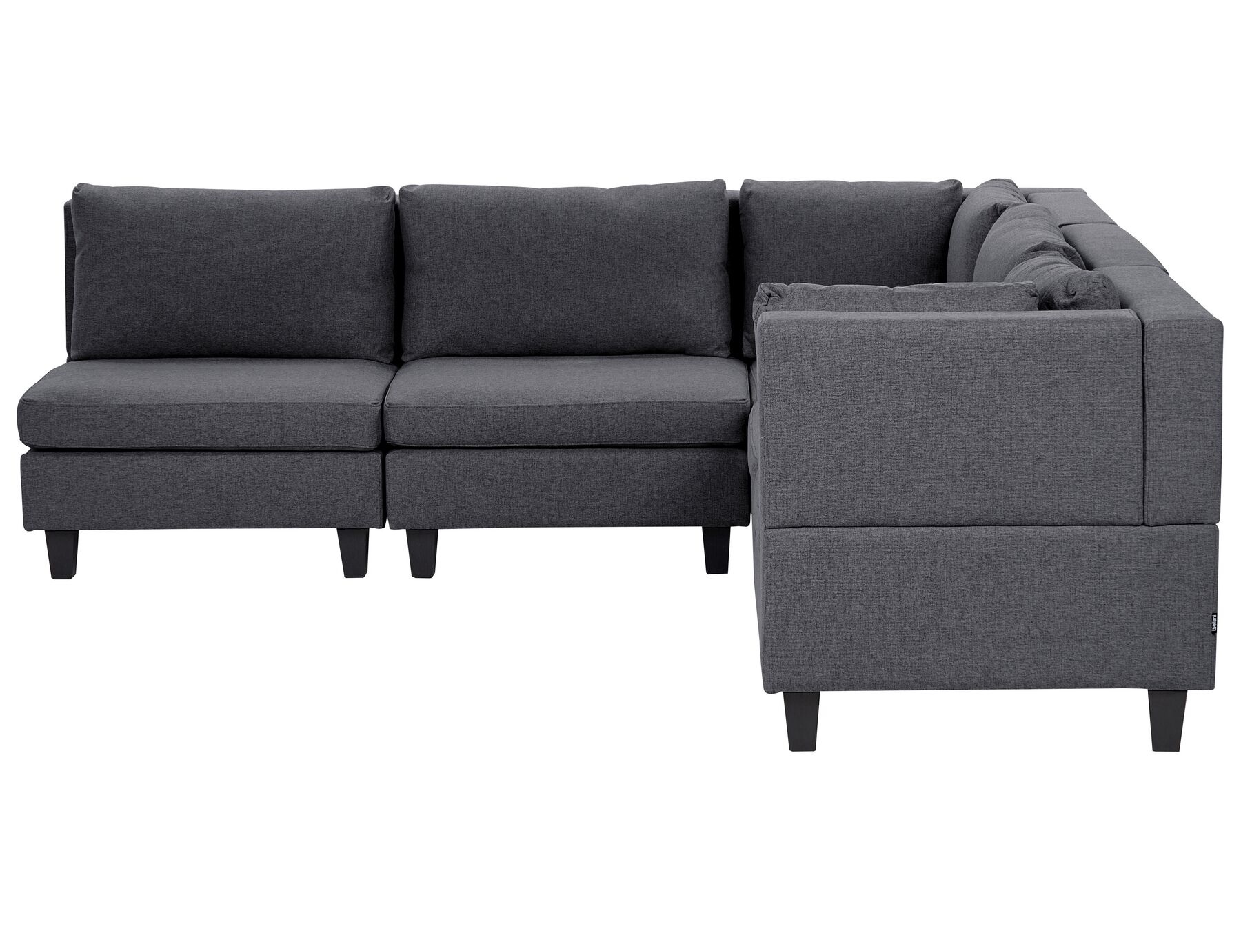 5 Seater Left Hand Modular Fabric Corner Sofa Dark Grey UNSTAD_924648