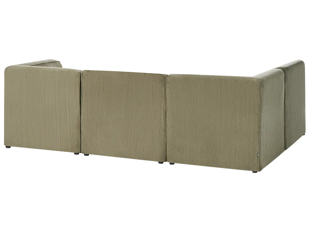 Modular Corner Sofa 4 Seater LEMVIG with Ottoman Corduroy Green Right Hand_875808