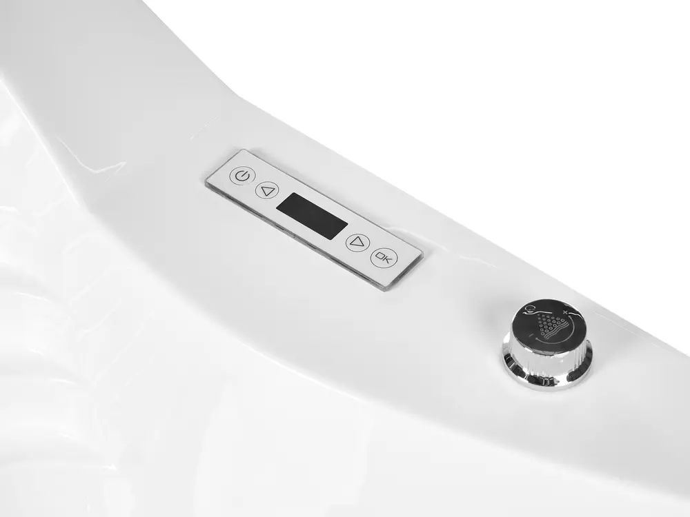 Vasca idromassaggio angolare con LED MONACO 210 x 145 cm con altoparlante Bluetooth integrato Bianco_1068838