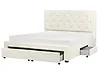 Bed with Storage Drawers LIEVIN Velvet Light Beige 180 x 200 cm (EU Super King)