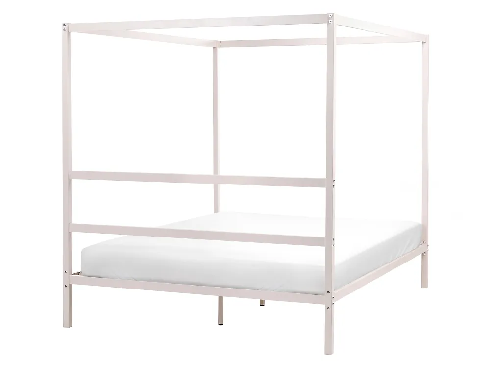 Cama com dossel Metal LESTARDS 160 x 200 cm Creme claro_1165347