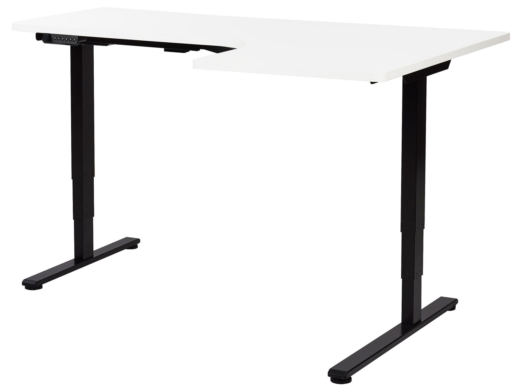 Bureau ajustable électriquement angle à droite 160 x 59 cm blanc et noir DESTINES_927814