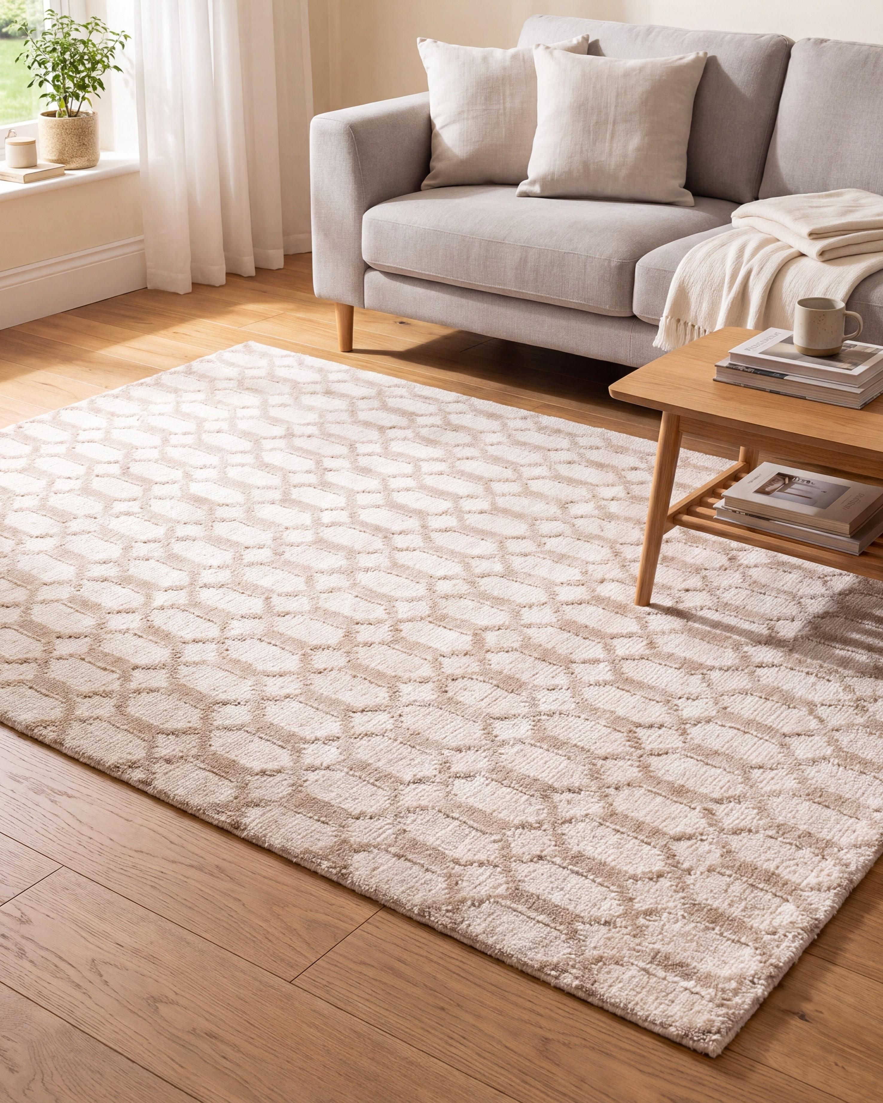 Teppich CIZRE Beige 140 x 200 cm Viskose