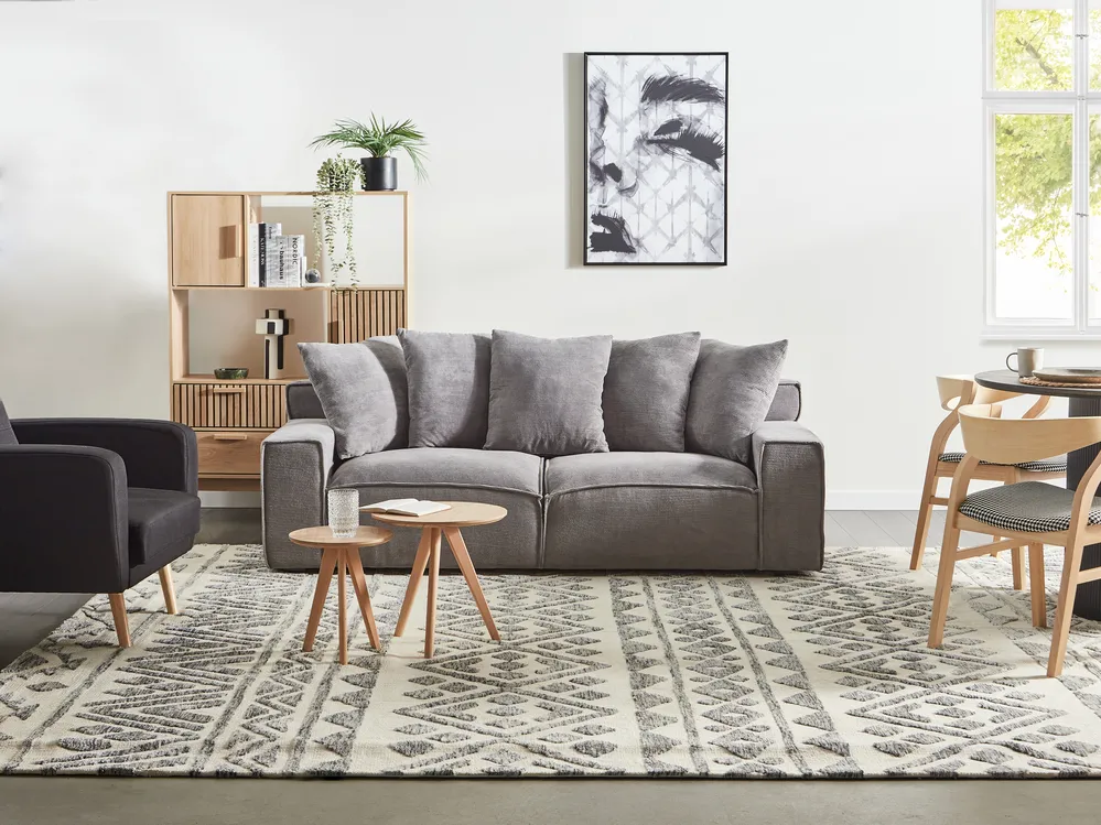 Sofa dla 3 osób VISKAN Sztruks Ciemnoszary