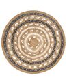 Tapis rond 140 cm en jute beige et noir GOYNE_757772