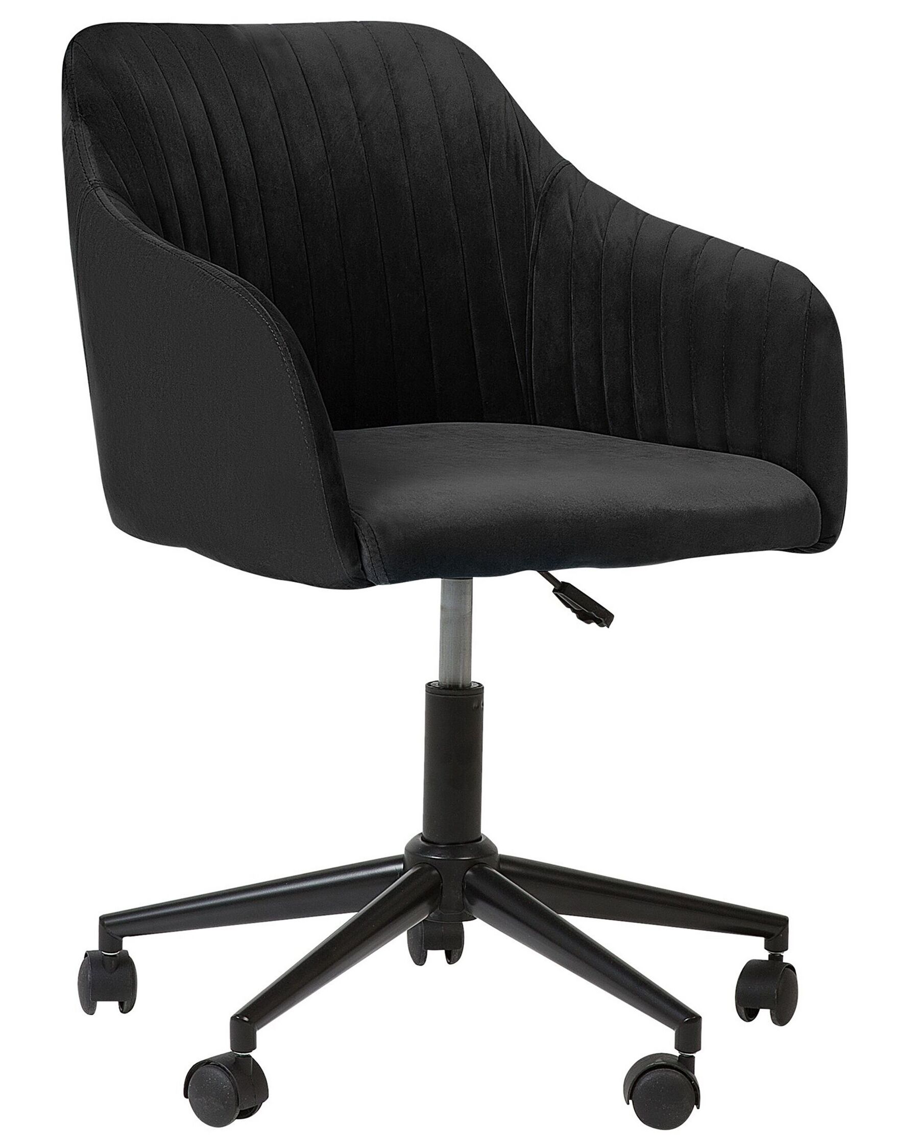 Krzesło biurowe regulowane welurowe czarne VENICE_732361