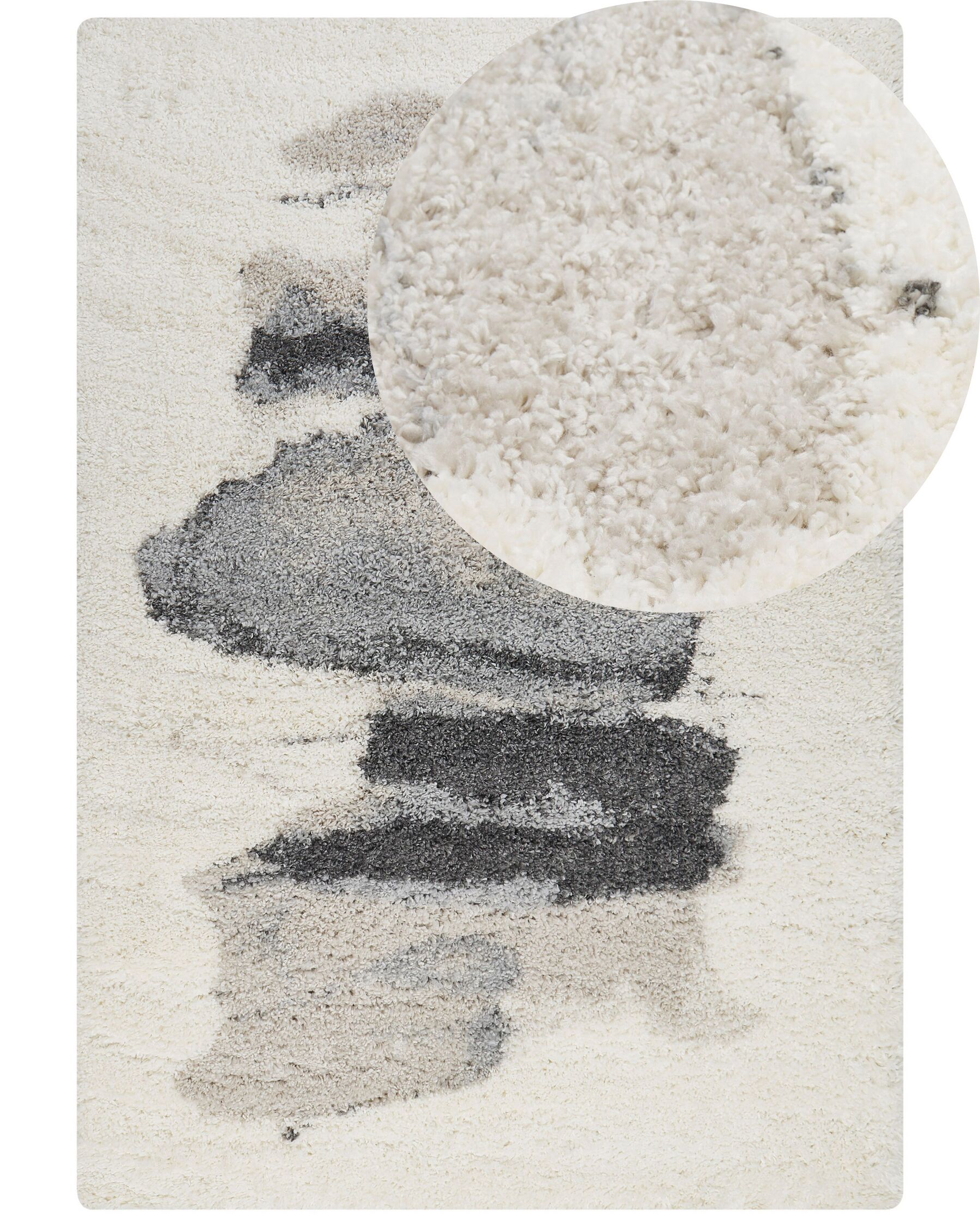 Teppich weiß / grau 160 x 230 cm abstraktes Muster Shaggy MASIS_854492