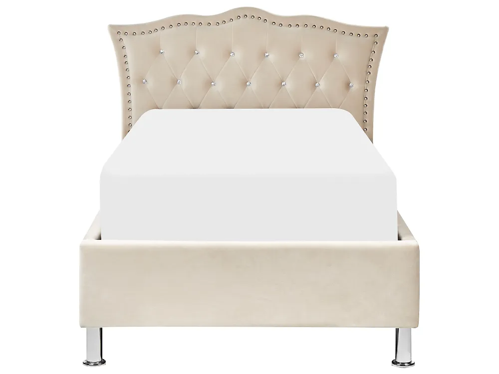 Bed met opbergruimte METZ Fluweel Beige 90 x 200 cm_861391