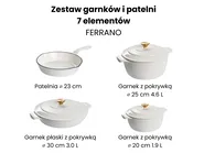 Zestaw żeliwnych naczyń 7 elementów FERRANO Złamana biel_1073582