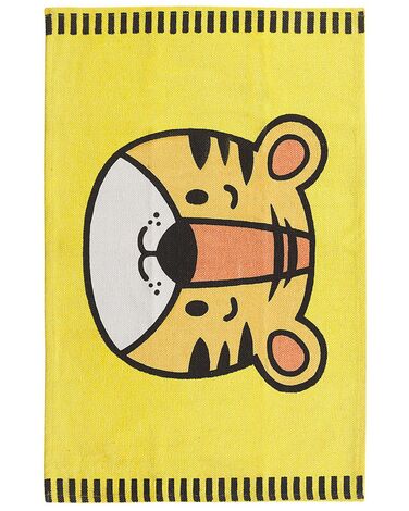 Cotton Kids Rug Tiger Print 60 x 90 cm Yellow RANCHI