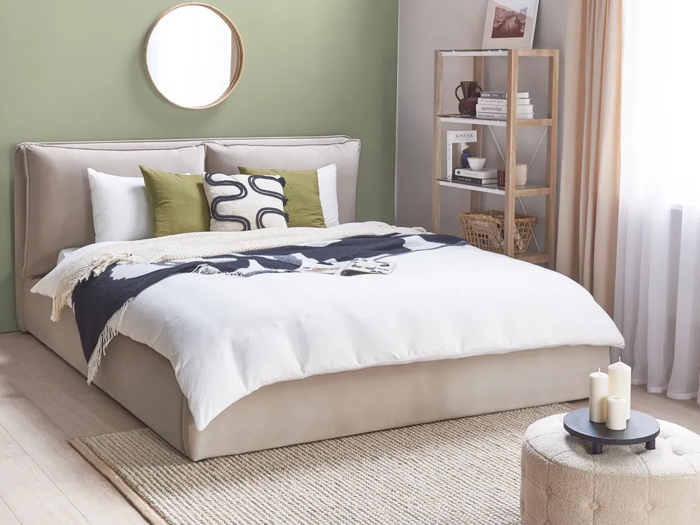 Letto contenitore Velluto BAJONNA 180 x 200 cm Beige