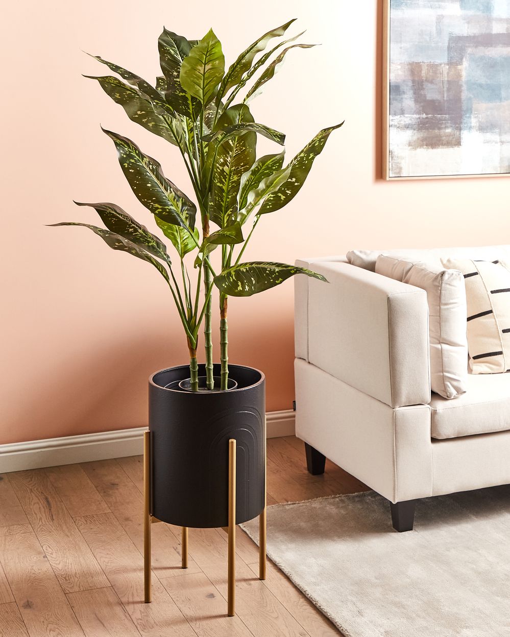 Vaso alto para plantas SEROTINA 32 cm Metal Preto