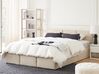 Zamatová posteľ s úložným priestorom 160 x 200 cm svetlobéžová BOUSSE_862622