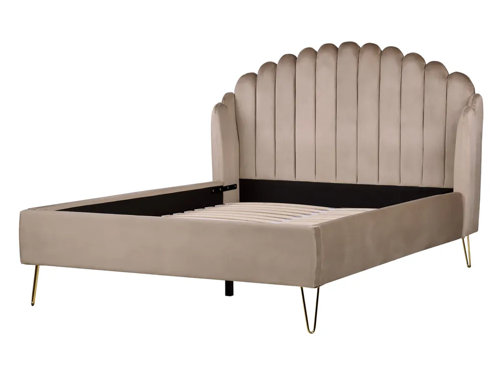 Bett mit Lattenrost Samtstoff AMBILLOU 140 x 200 cm Taupe_902456