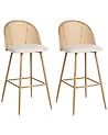 Set of 2 Bar Chairs CORNELL Metal Light Brown