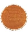 Round Cotton Area Rug ⌀ 140 cm Orange HALFETI | Beliani.co.uk