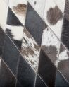 Dywan patchwork okrągły skórzany ⌀ 140 cm czarno-biały KELES_742804