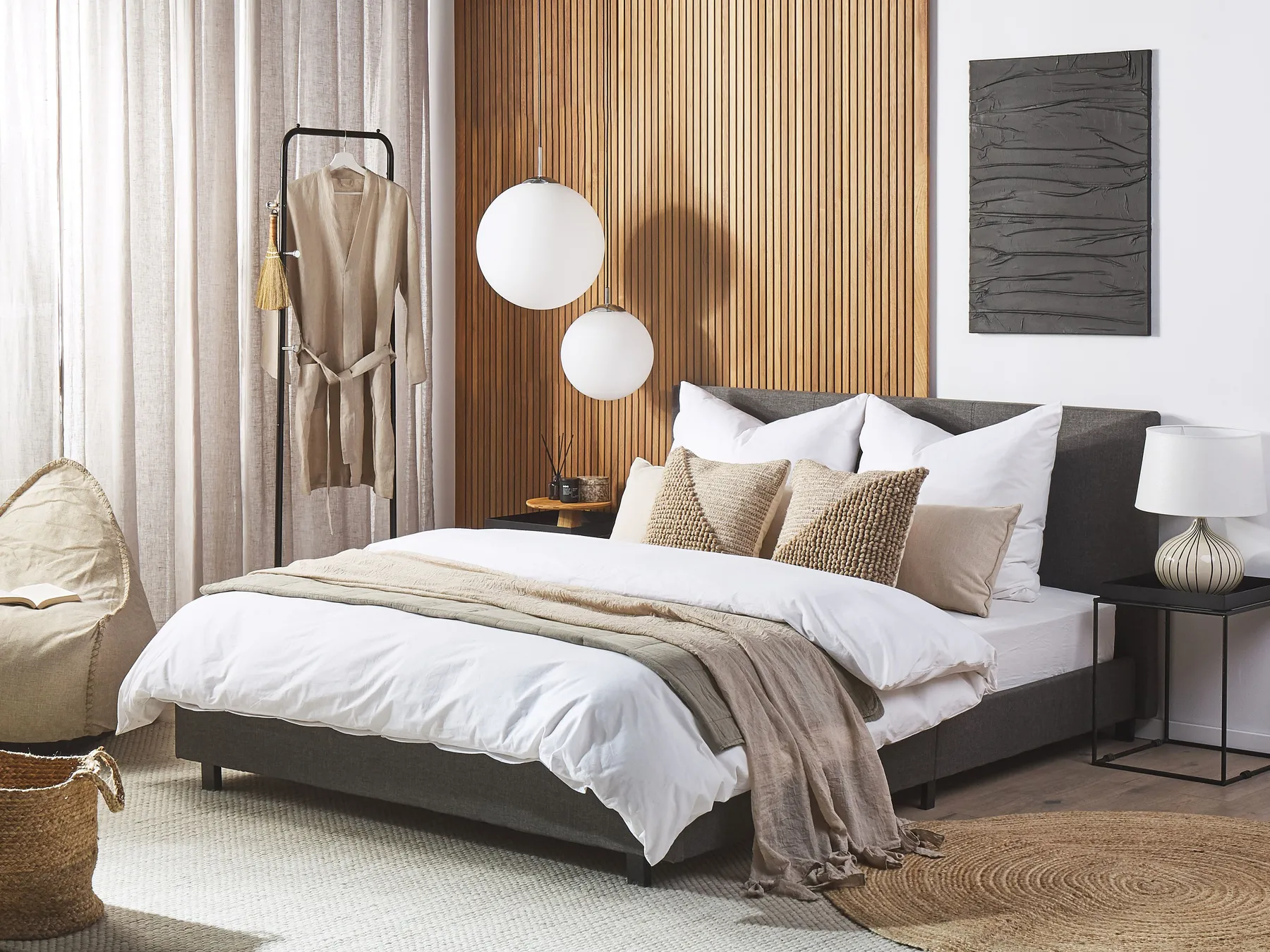 Bed Fabric ALBI 180 x 200 cm (EU Super King) Grey_725799