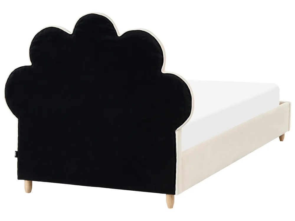 Kids Bed Seashell Velvet NEULISE 90 x 200 cm (EU Single) Beige_1044359