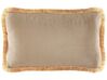 Dekokissen Samtstoff beige mit Fransen 30 x 50 cm 2er Set POTHOS_815361