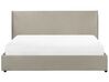 Zamatová posteľ s úložným priestorom 180 x 200 cm sivobéžová LAVAUR_870920