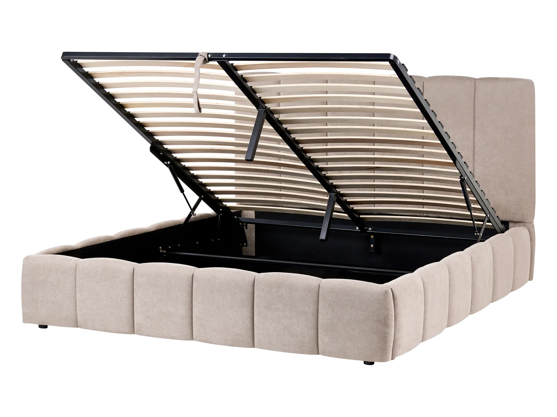 Ottoman Bed VAUVERT Fabric Taupe 140 x 200 cm (EU Double)_1093449