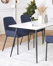 Set of 2 Dining Chairs LOVERNA Corduroy Dark Blue_780018