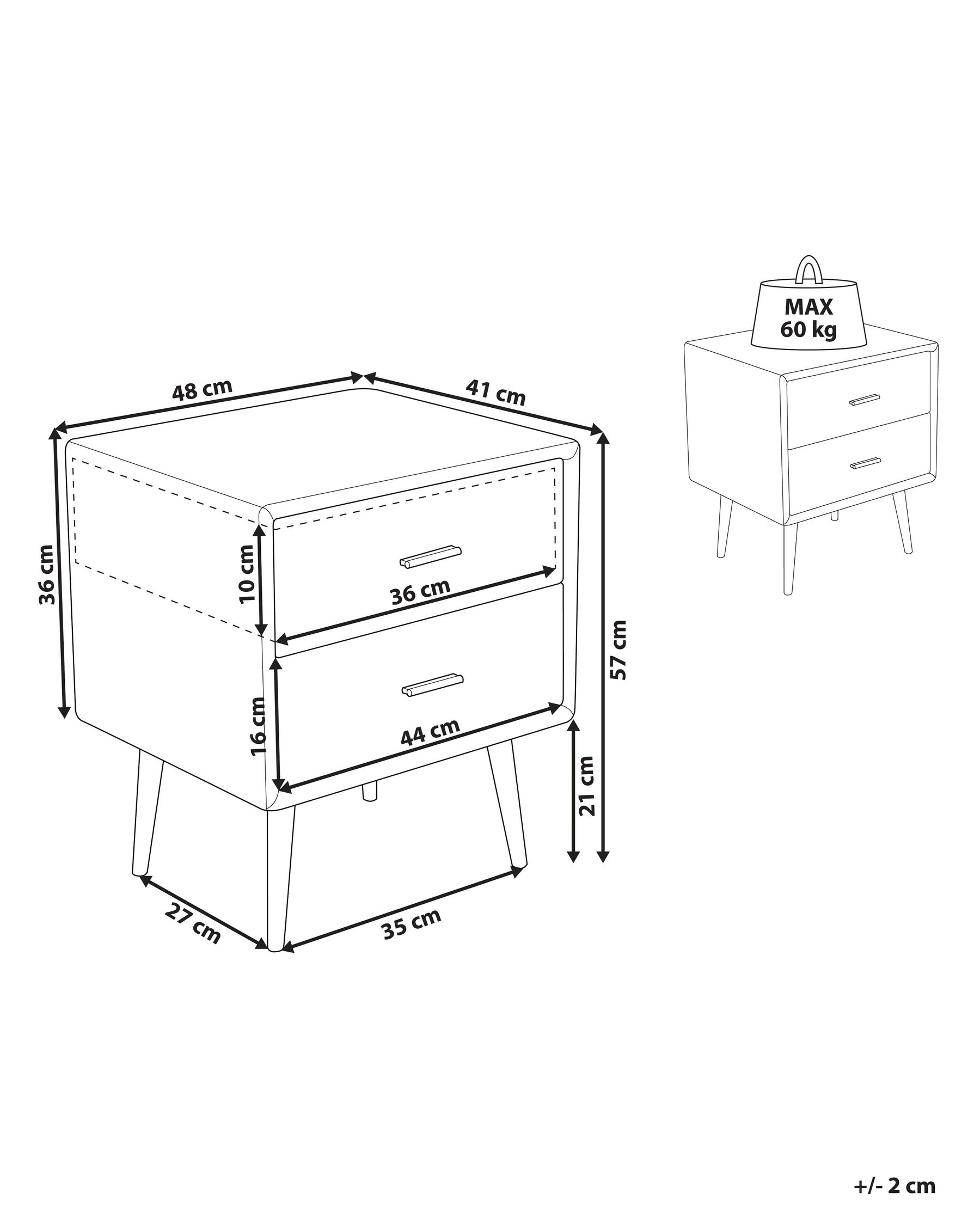 2 Drawer Faux Leather Bedside Table Beige ESSONNE_820937 2 Drawer Faux Leather Bedside Table Beige ESSONNE_820937