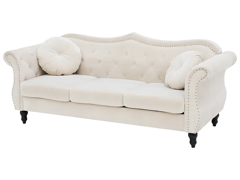 Sofa 3 Seater SKIEN Velvet Light Beige_1161663