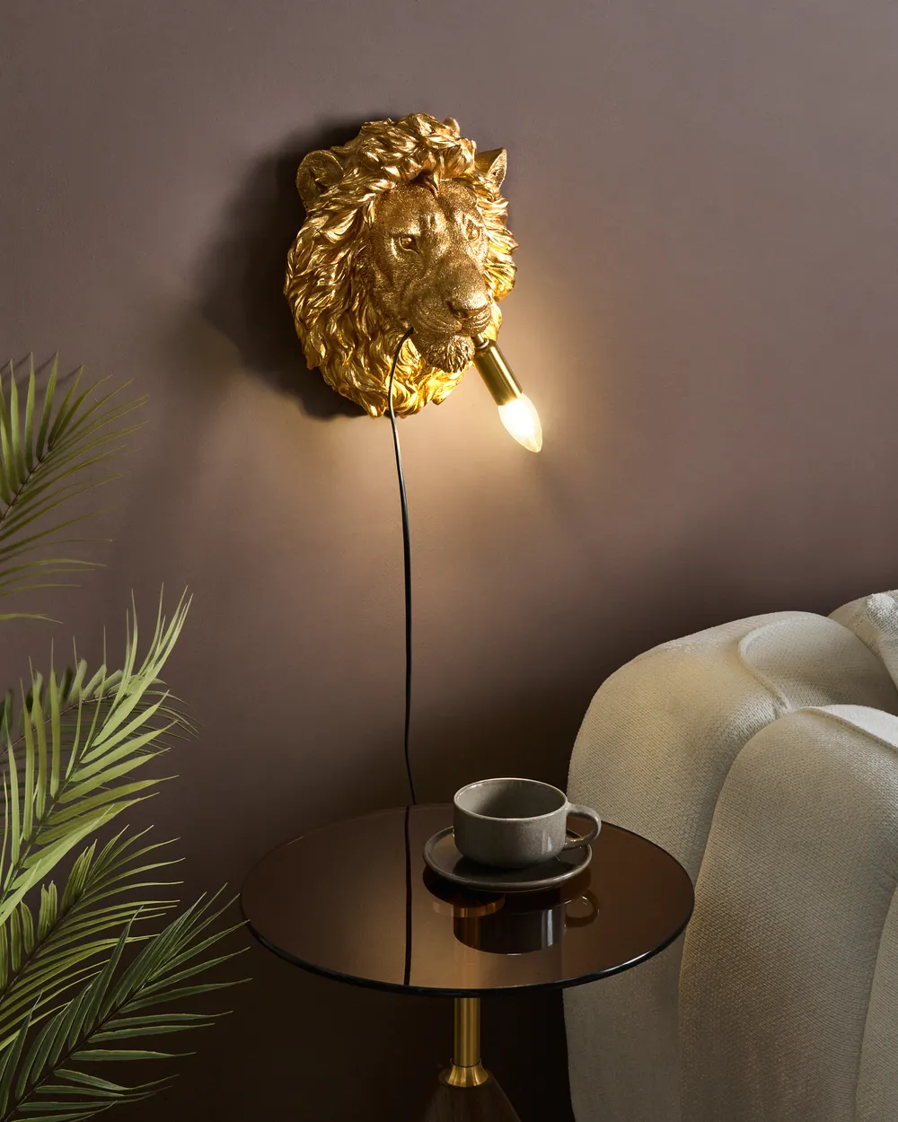 Lampa ścienna Lew SIMBA Złoty