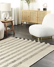 Tappeto TACETTIN Bianco 160 x 230 cm Lana_1182355
