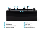 Vasca idromassaggio angolare con LED VARADERO 183 x 90 cm Nero Lato Sinistro_787095