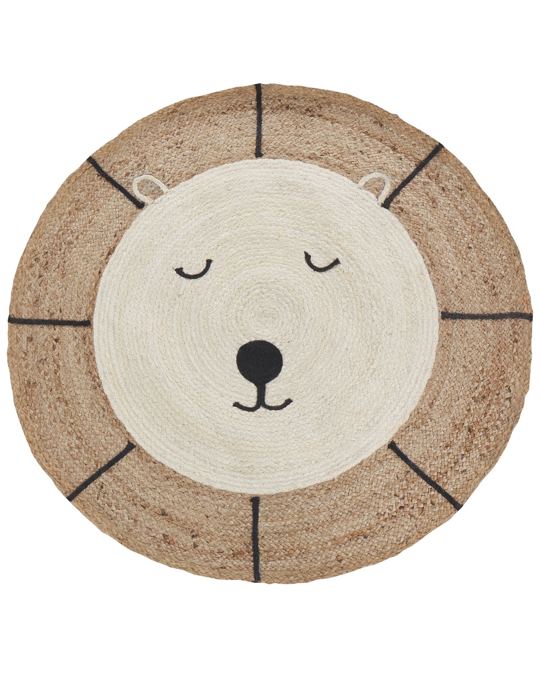 Jute Kids Area Rug Bear ⌀ 120 cm Beige KOVU_909410