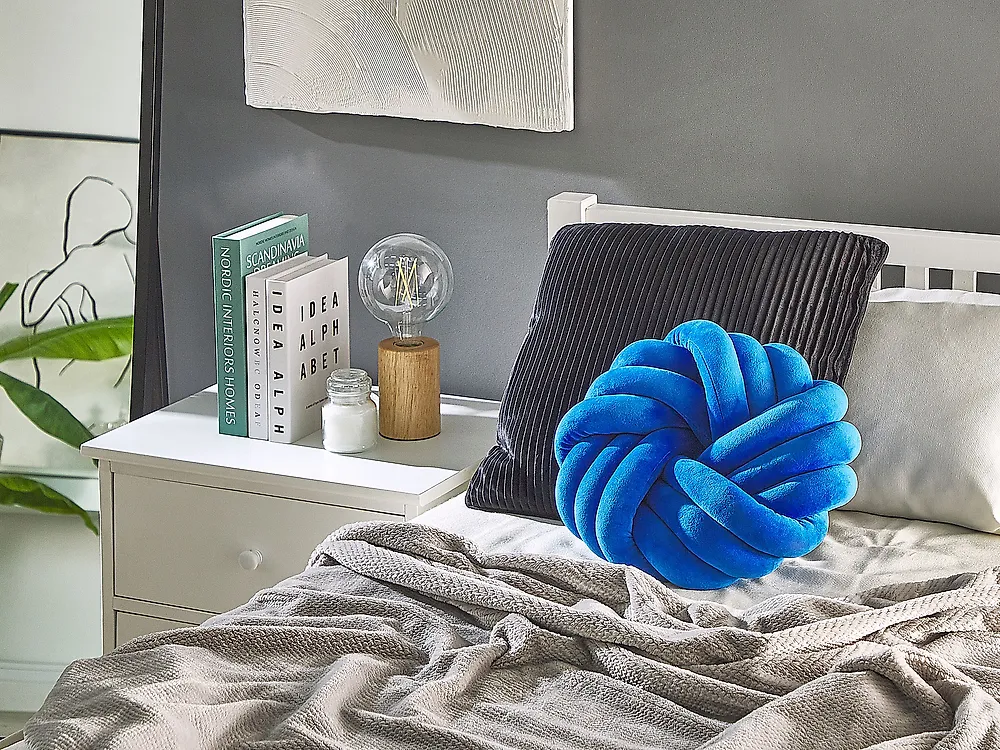 Throw Cushion AKOLA 30 x 30 cm Velvet Blue Solid_1177808