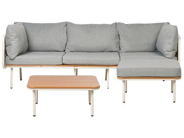 Lounge Set Aluminium weiß 3-Sitzer Auflagen grau SENISE