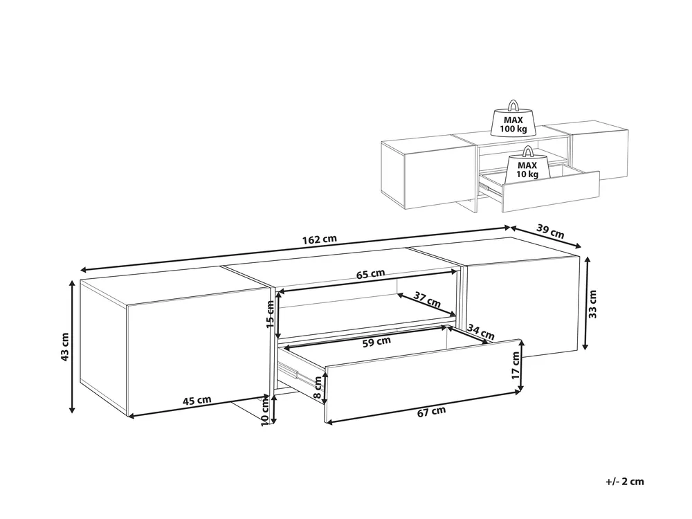 TV Stand LED RUSSEL Grey Concrete Effect_816489