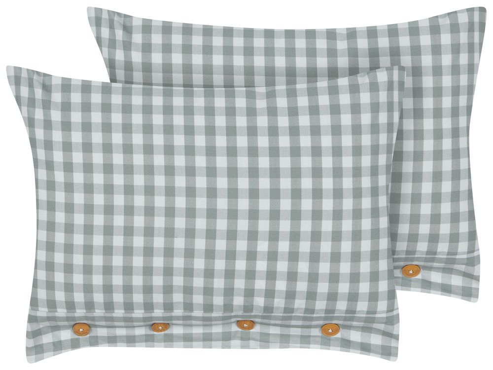 Set of 2 Decorative Cushions TALYA 40 x 60 cm Mint Green Checked