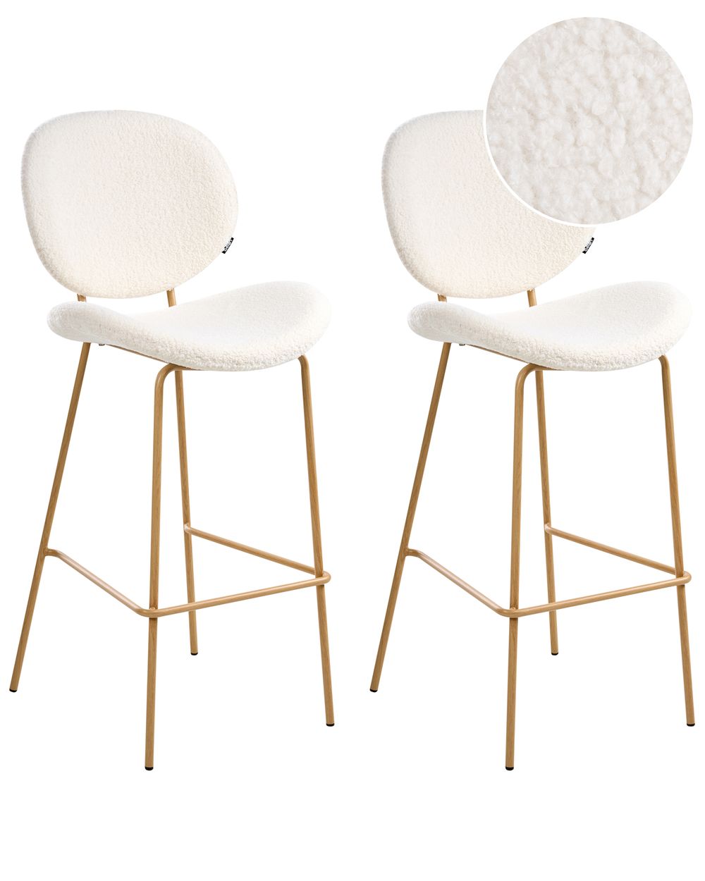 Lot de 2 chaises de bar LUANA Bouclé Blanc