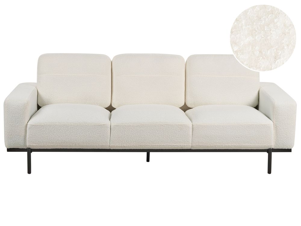 Sofa 3-Sitzer SOVIK Bouclé Cremeweiß