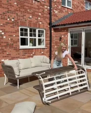 Garden Sofa Set 7 Seater ROBELLA with Tables Beige_1072080