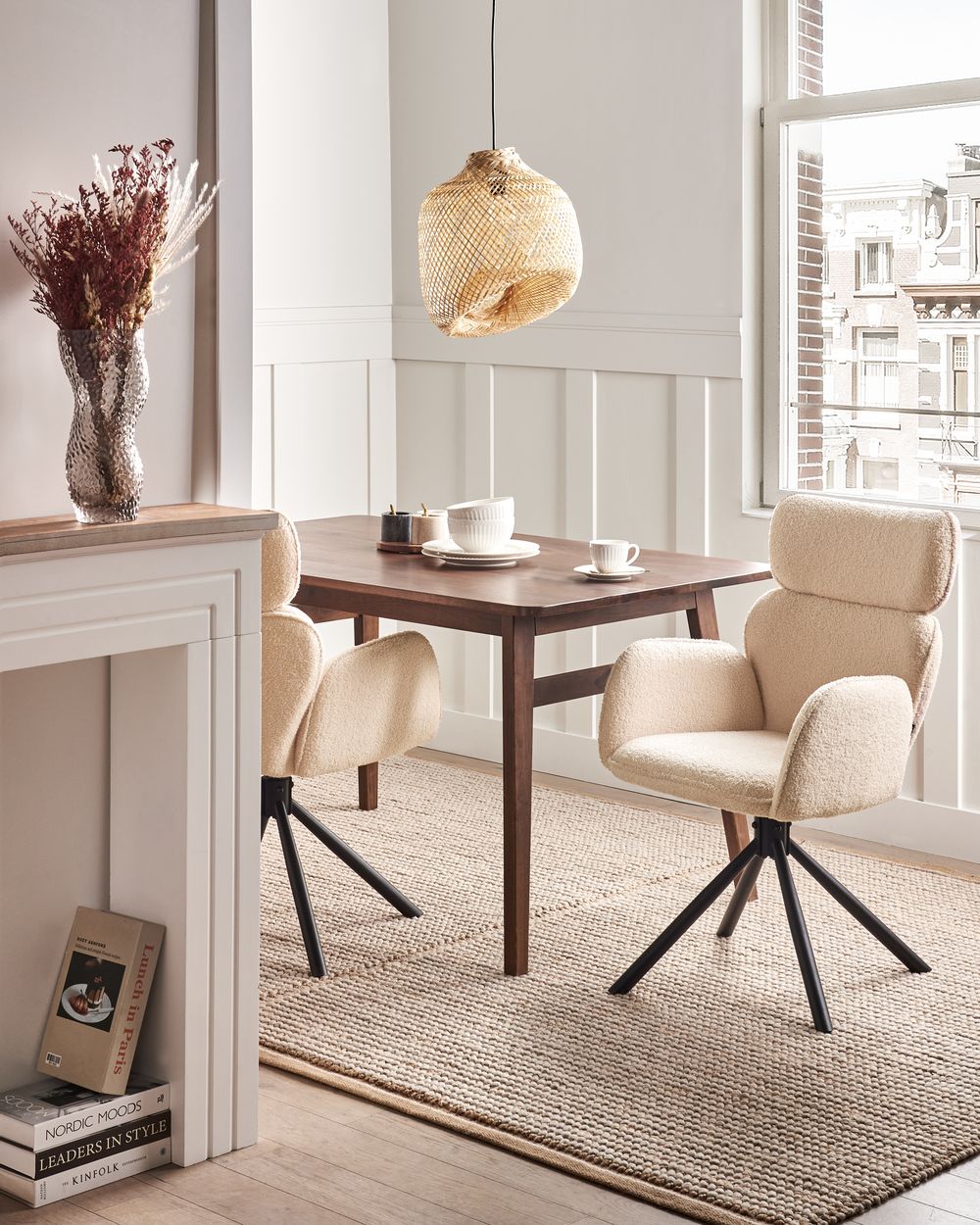 Chaise de salle à manger ALENE Bouclé Beige clair