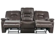 Manual Recliner Sofa 3 Seater BERGEN Faux Leather Brown_681548